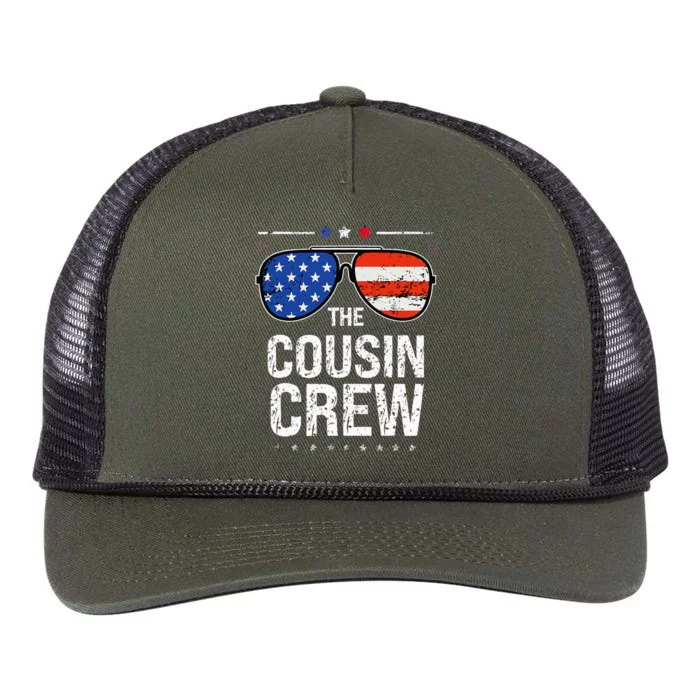 Red White And Blue Cousin Crew 4th Of July Independence Day Retro Rope Trucker Hat Cap