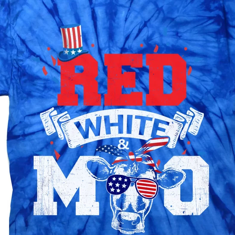 Red White And Moo American Patriot Cow Lover Gift Tie-Dye T-Shirt