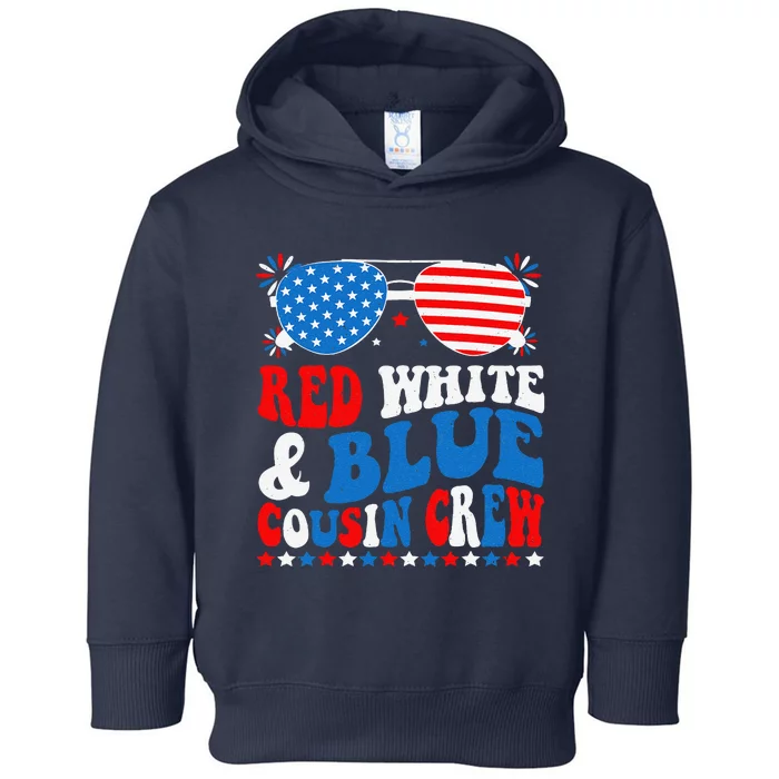 Red White And Blue Cousin Crew 4th Of July American Flag Toddler Hoodie