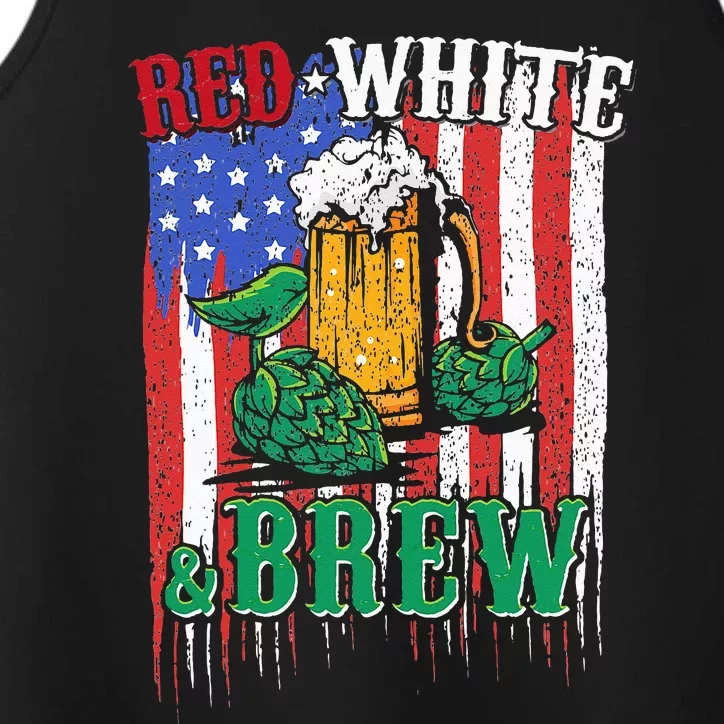 Red White And Brew 4th Of July Craft Beer Father Gift Performance Tank