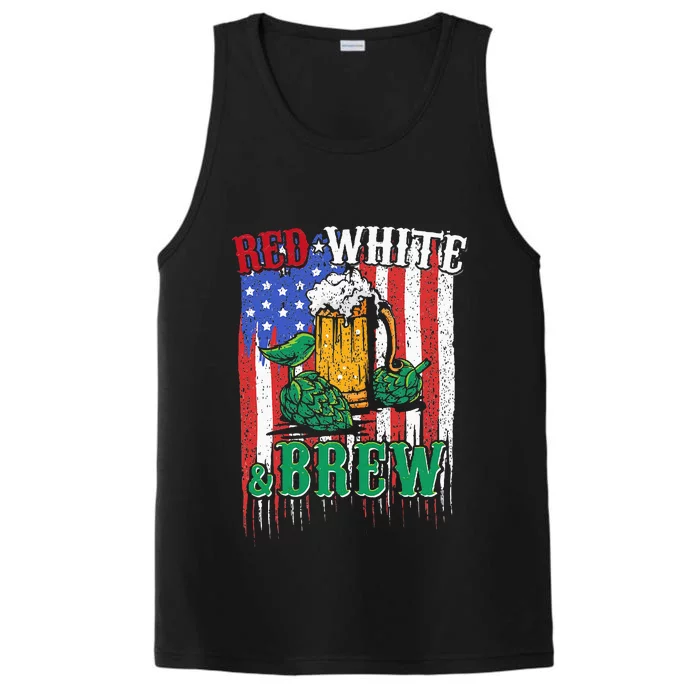 Red White And Brew 4th Of July Craft Beer Father Gift Performance Tank