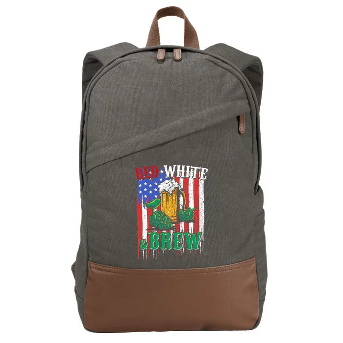 Red White And Brew 4th Of July Craft Beer Father Gift Cotton Canvas Backpack