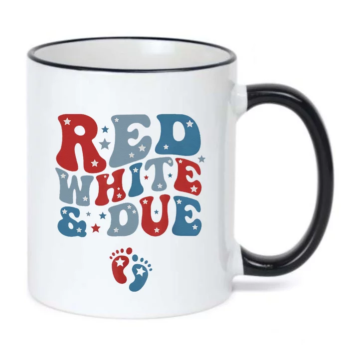 Red White And Due 4th Of July Usa Baby Reveal American Mommy Black Color Changing Mug