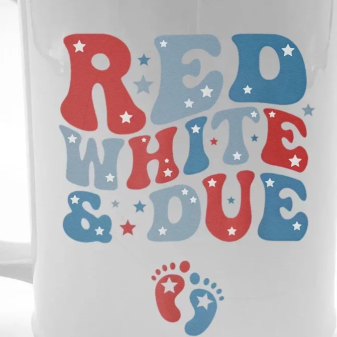 Red White And Due 4th Of July Usa Baby Reveal American Mommy Front & Back Beer Stein