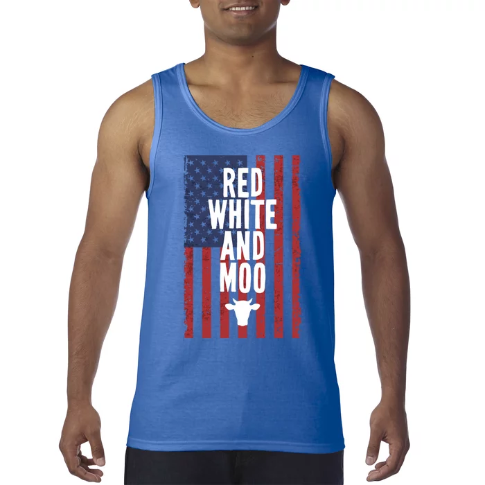 Red White And Moo Cow 4th Of July Independence Day Matching Meaningful Gift Tank Top