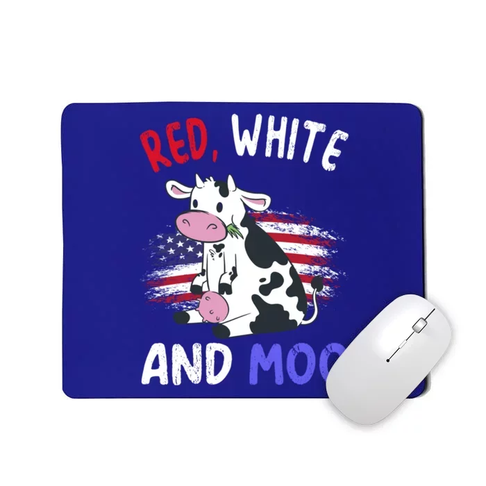 Red White And Moo Cow 4th Of July Patriotic Cool Gift Mousepad