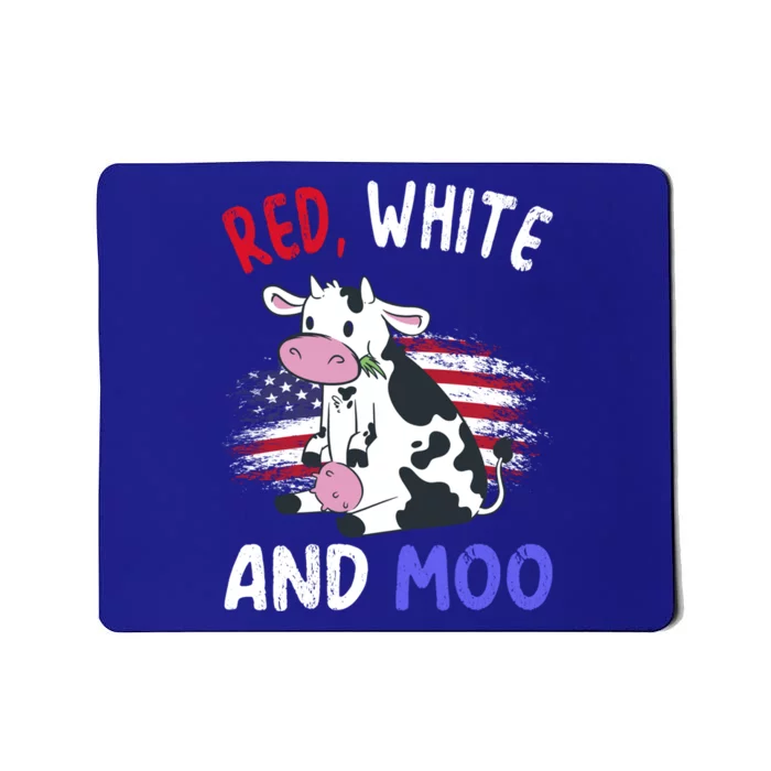 Red White And Moo Cow 4th Of July Patriotic Cool Gift Mousepad