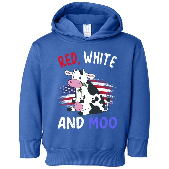 Red White And Moo Cow 4th Of July Patriotic Cool Gift Toddler Hoodie