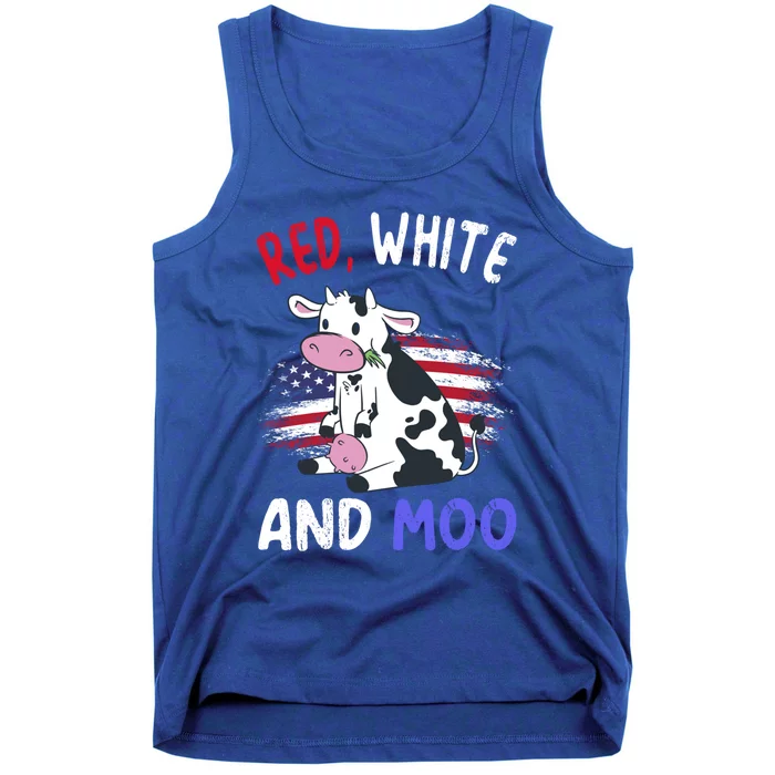 Red White And Moo Cow 4th Of July Patriotic Cool Gift Tank Top