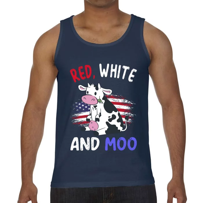 Red White And Moo Cow 4th Of July Patriotic Cool Gift Comfort Colors® Tank Top