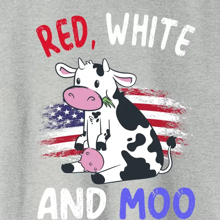 Red White And Moo Cow 4th Of July Patriotic Cool Gift Women's Crop Top Tee