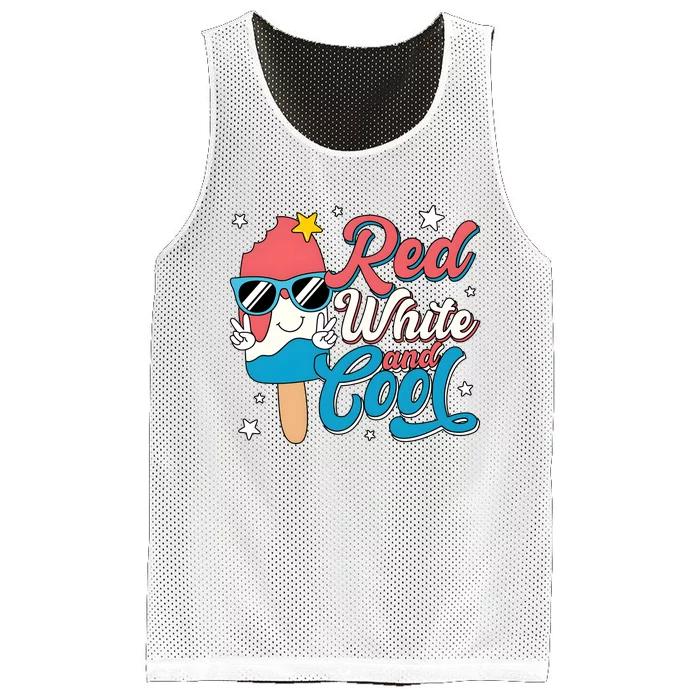 Red White And Cool 4th Of July Mesh Reversible Basketball Jersey Tank