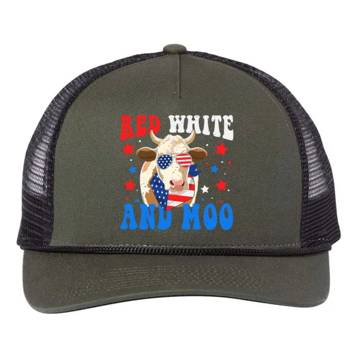 Red White And Moo Cow Gift Retro Rope Trucker Hat Cap