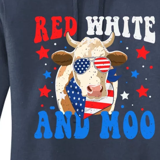 Red White And Moo Cow Gift Women's Pullover Hoodie