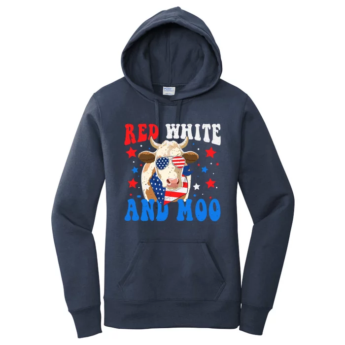 Red White And Moo Cow Gift Women's Pullover Hoodie