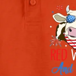 Red White And Moo Cow Usa Flag 4th Of July Cool Gift Dry Zone Grid Performance Polo