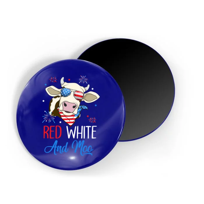 Red White And Moo Cow Usa Flag 4th Of July Cool Gift Magnet