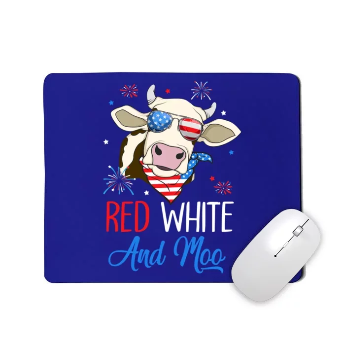 Red White And Moo Cow Usa Flag 4th Of July Cool Gift Mousepad