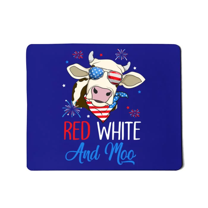 Red White And Moo Cow Usa Flag 4th Of July Cool Gift Mousepad