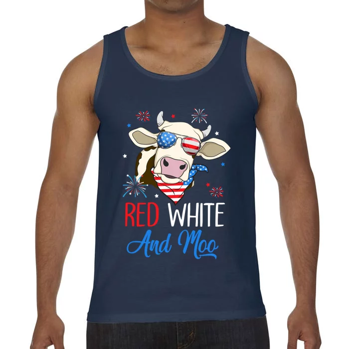 Red White And Moo Cow Usa Flag 4th Of July Cool Gift Comfort Colors® Tank Top