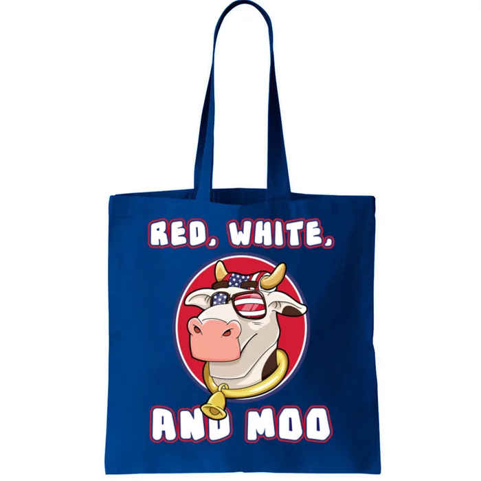 Red White And Moo July 4th Patriotic Cow Farmer Usa Pride Gift Tote Bag