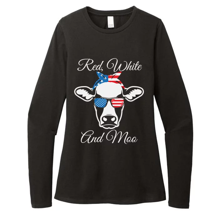 Red White And Moo American Flag Cow July 4th Meaningful Gift Womens CVC Long Sleeve Shirt