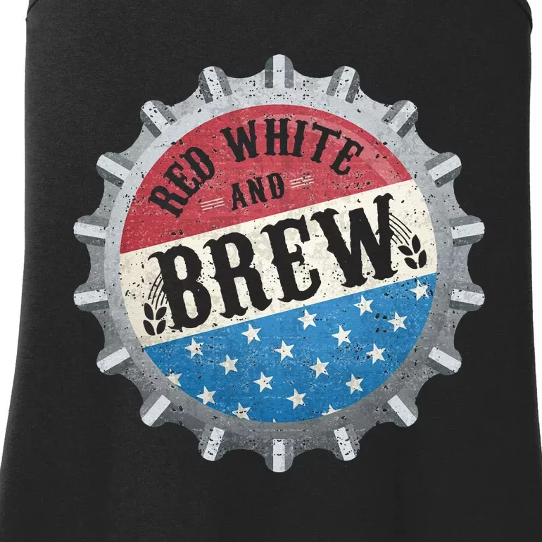 Red White And Brew 4th Of July Craft Beer Father Ladies Essential Tank