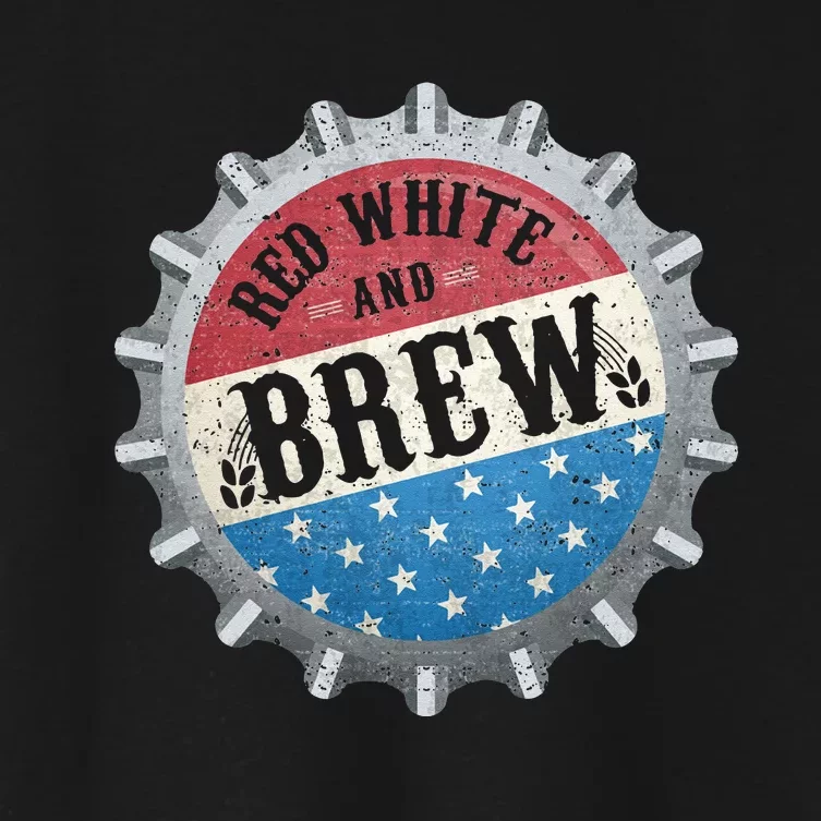 Red White And Brew 4th Of July Craft Beer Father Women's Crop Top Tee