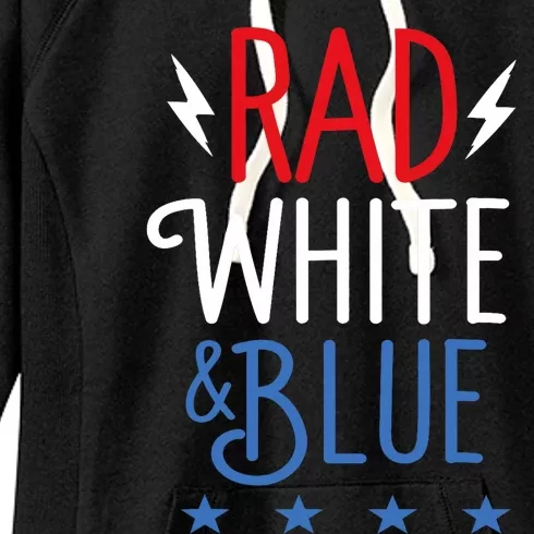 Rad White And Blue Cool Patriotic 4th Of July Women's Fleece Hoodie