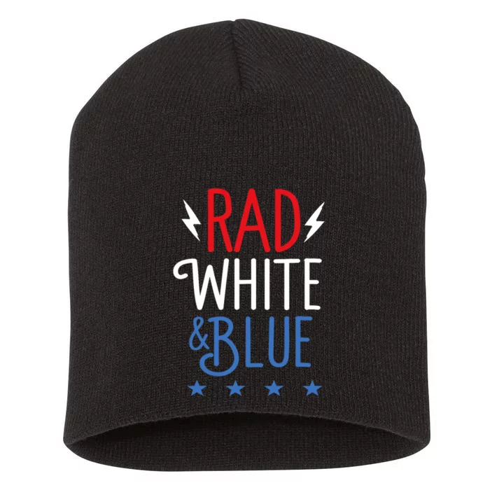 Rad White And Blue Cool Patriotic 4th Of July Short Acrylic Beanie