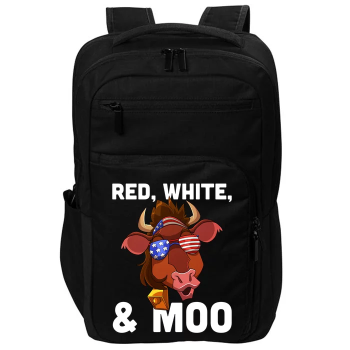 Red White And Moo American Patriotic Usa Flag Cow Funny Gift Impact Tech Backpack