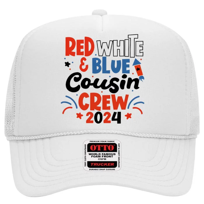 Red White And Blue Cousin Crew 2024 High Crown Mesh Trucker Hat