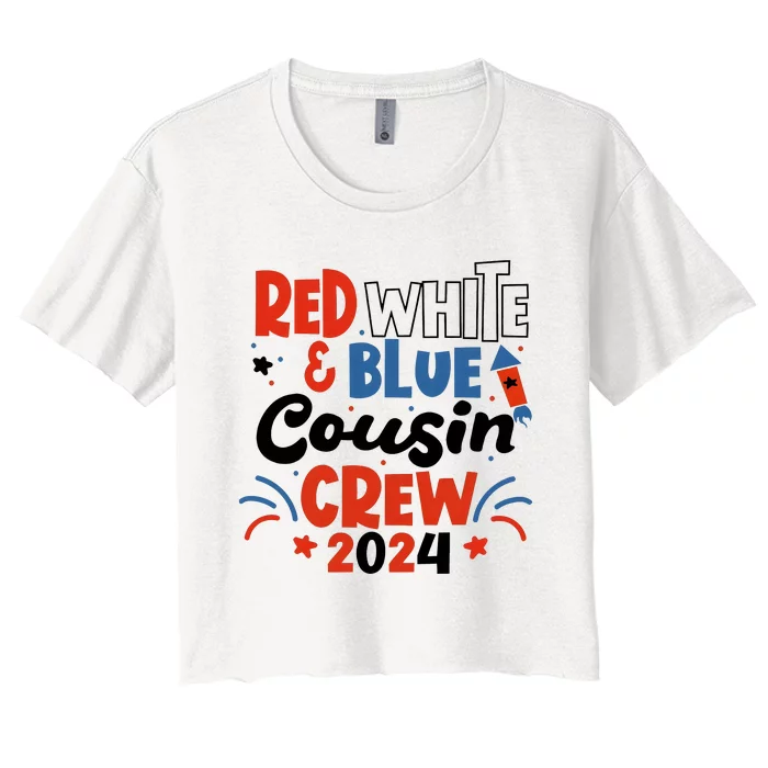 Red White And Blue Cousin Crew 2024 Women's Crop Top Tee