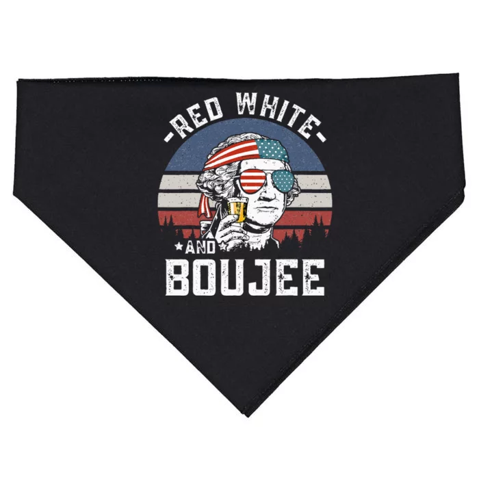 Red White and Boujee Funny Fourth 4th of July Drinking USA-Made Doggie Bandana