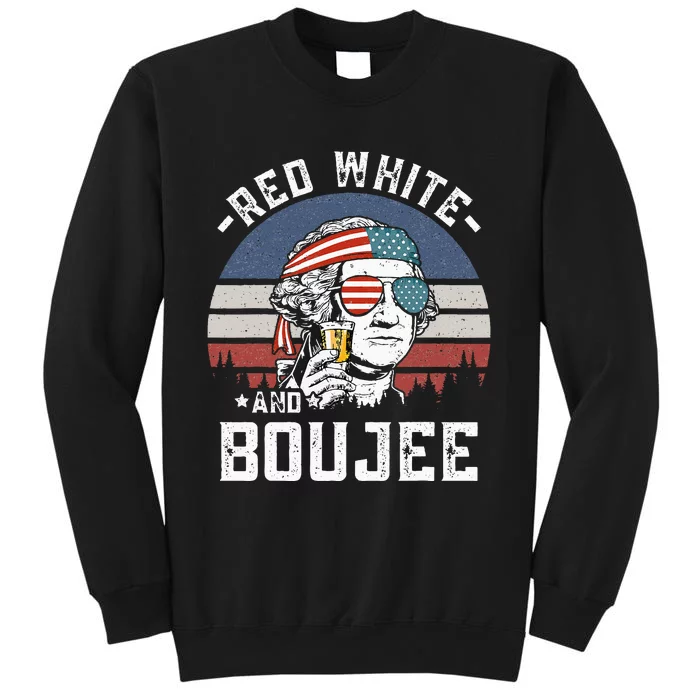 Red White and Boujee Funny Fourth 4th of July Drinking Tall Sweatshirt