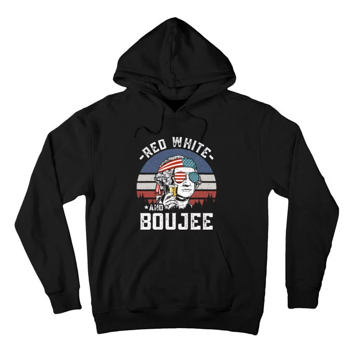 Red White and Boujee Funny Fourth 4th of July Drinking Tall Hoodie