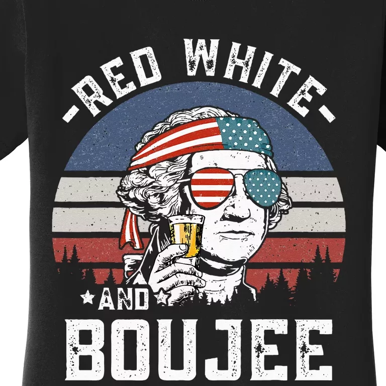 Red White and Boujee Funny Fourth 4th of July Drinking Women's T-Shirt