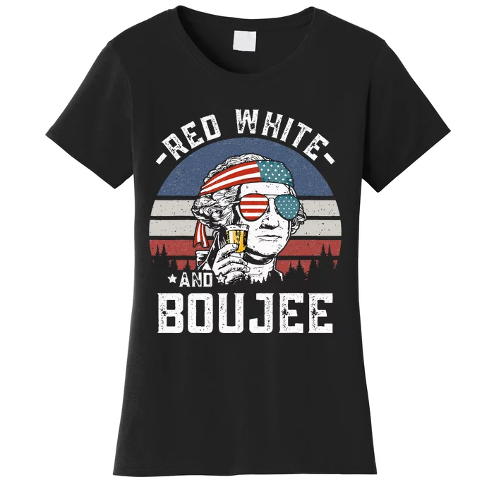 Red White and Boujee Funny Fourth 4th of July Drinking Women's T-Shirt