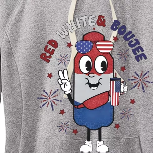 Red White And Boujee Funny 4th Of July Women's Fleece Hoodie