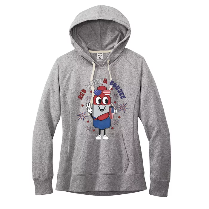 Red White And Boujee Funny 4th Of July Women's Fleece Hoodie