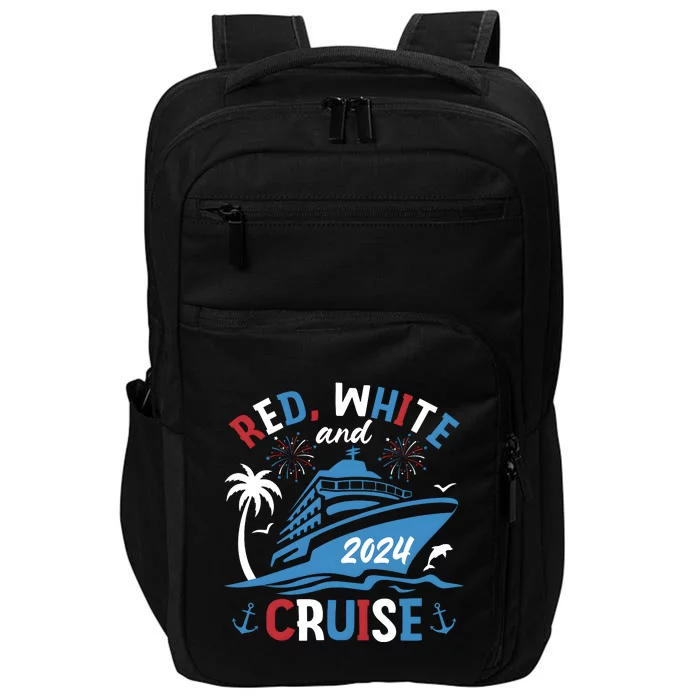 Red White And Cruise Patriotic 4th Of July Family Cruise Impact Tech Backpack