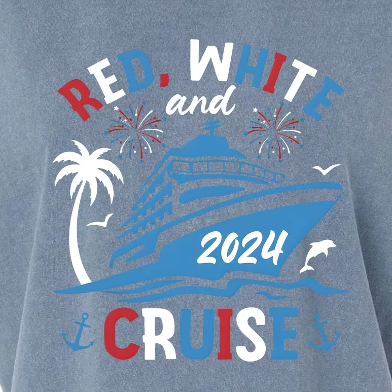 Red White And Cruise Patriotic 4th Of July Family Cruise Garment-Dyed Women's Muscle Tee