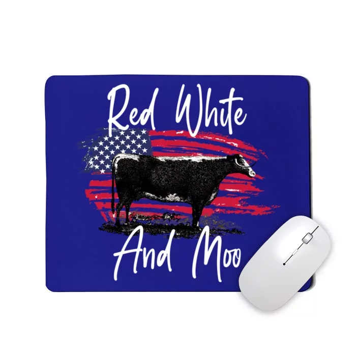 Red White And Moo Funny Cute Cows Animal Lover Graphic Cool Gift Mousepad