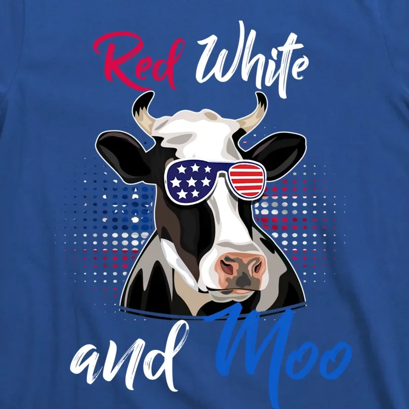 Red White And Moo Patriotic Cow Usa Flag Funny 4th Of July Gift T-Shirt