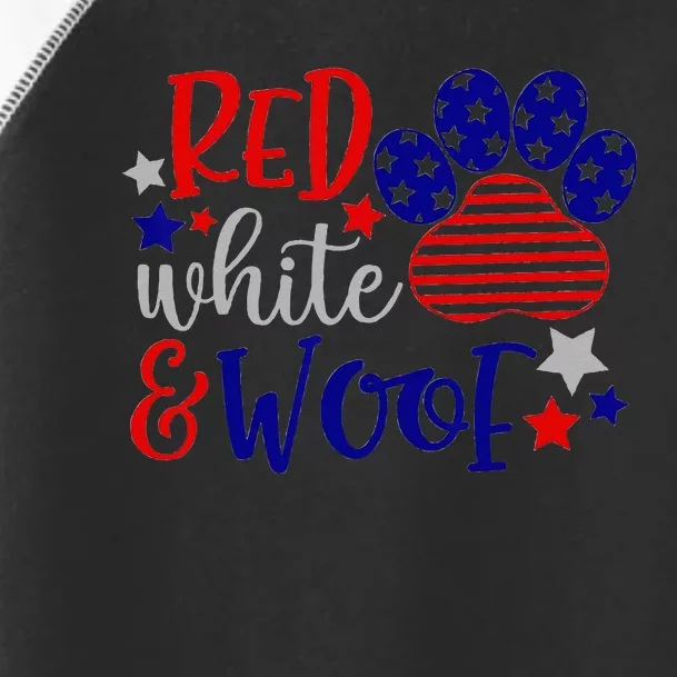 Red White And Woof Patriotic Dog Lover USA Flag 4th Of July Toddler Fine Jersey T-Shirt