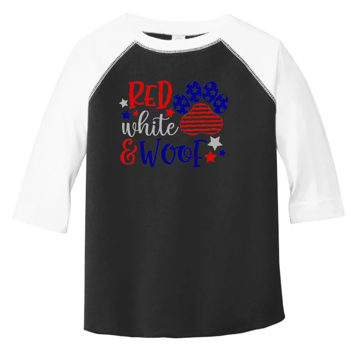 Red White And Woof Patriotic Dog Lover USA Flag 4th Of July Toddler Fine Jersey T-Shirt