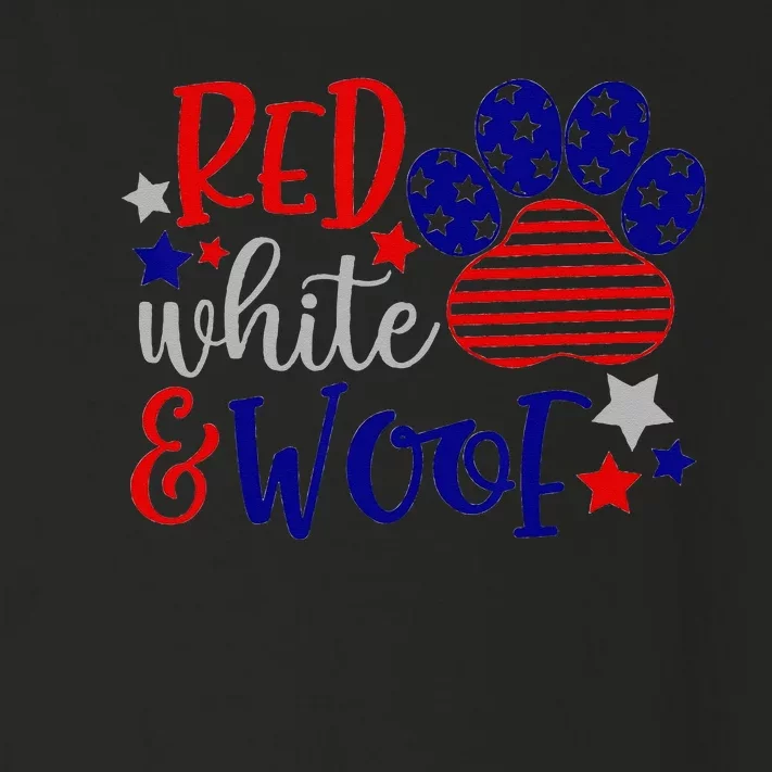 Red White And Woof Patriotic Dog Lover USA Flag 4th Of July Toddler Long Sleeve Shirt