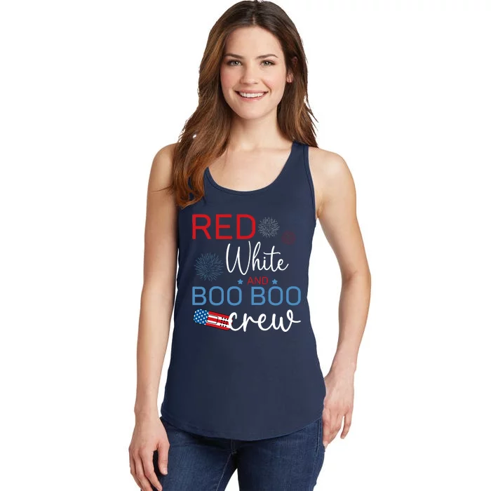 Red White And Boo Boo Crew 4th Of July Nurse Nursing Ladies Essential Tank