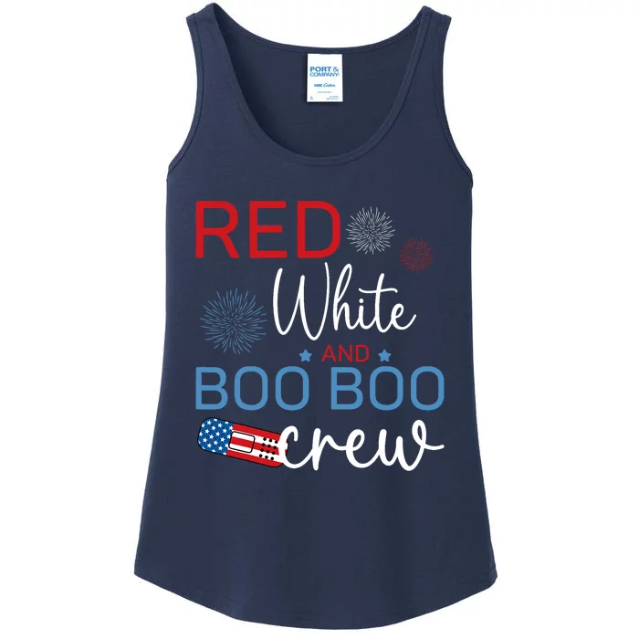 Red White And Boo Boo Crew 4th Of July Nurse Nursing Ladies Essential Tank