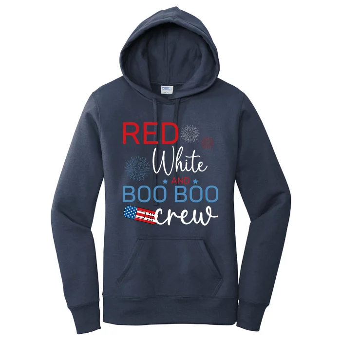 Red White And Boo Boo Crew 4th Of July Nurse Nursing Women's Pullover Hoodie